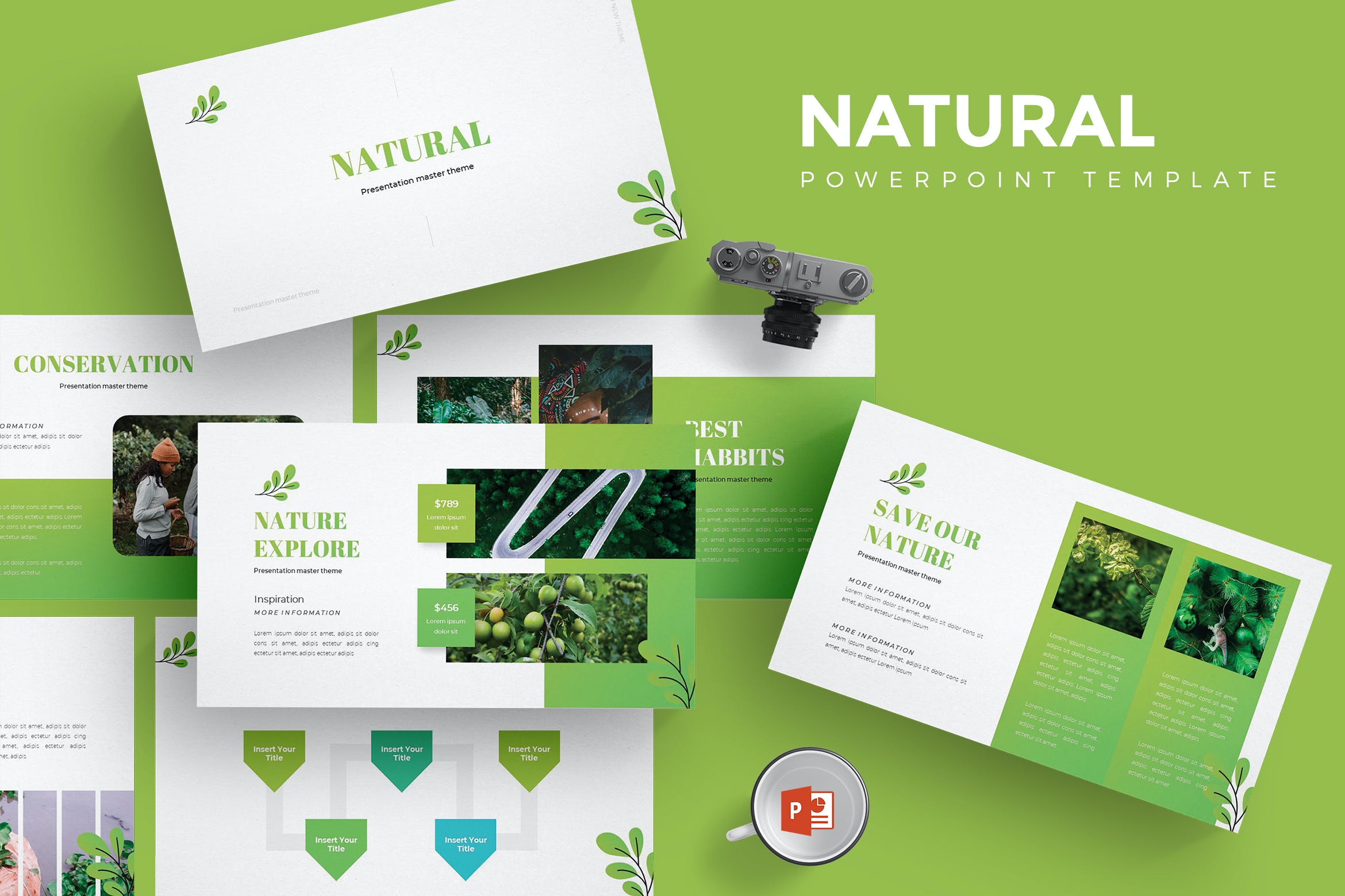 绿色自然绿植环保商业PPT幻灯片模板免费下载