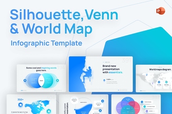 轮廓/维恩和世界地图业务推广PPT幻灯片模板免费下载
