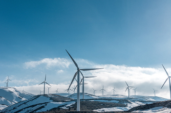 风车高山风力发电环保新能源ppt背景图片幻灯片素材
