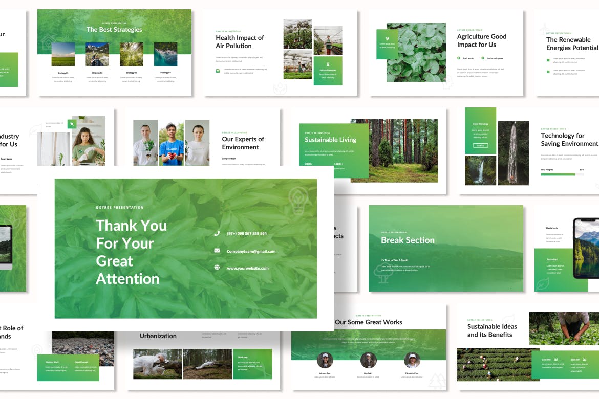 环保绿色生态环境PPT幻灯片模板免费下载(图1)