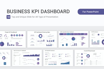 业务报告KPI仪表盘模型PPT幻灯片模板免费下载