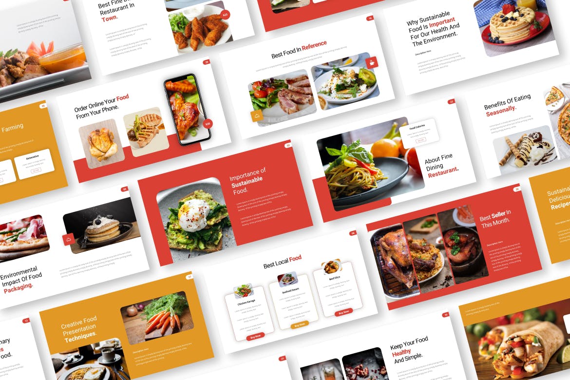 餐饮公司食品推广介绍商业PPT创意模板免费下载(图1)