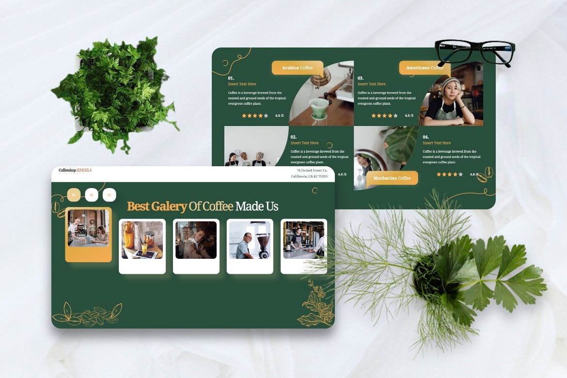 咖啡推广绿色商业PPT幻灯片模板免费下载(图7)