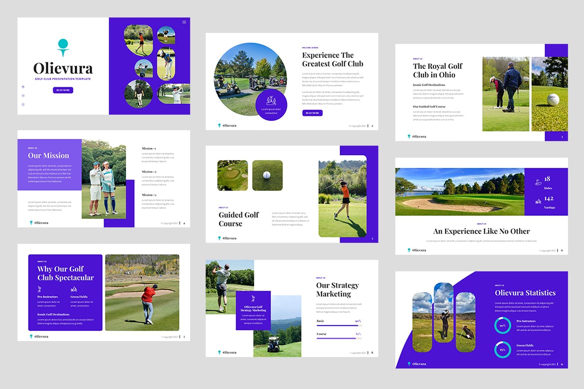高尔夫俱乐部和运动品牌PPT幻灯片模板免费下载(图2)